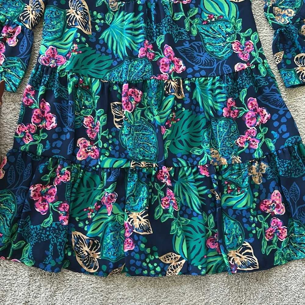 Lilly Pulitzer Gabriel 3/4 Sleeve Tunic Low Tide Navy Life Of The Party - Picture 5 of 8